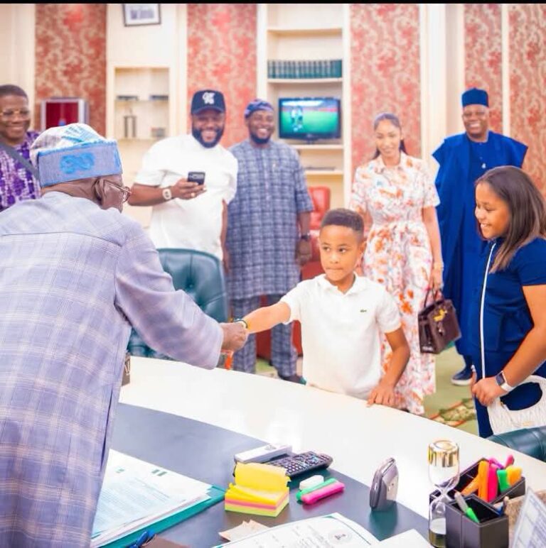 President Tinubu Spends Time With His Grandchildren