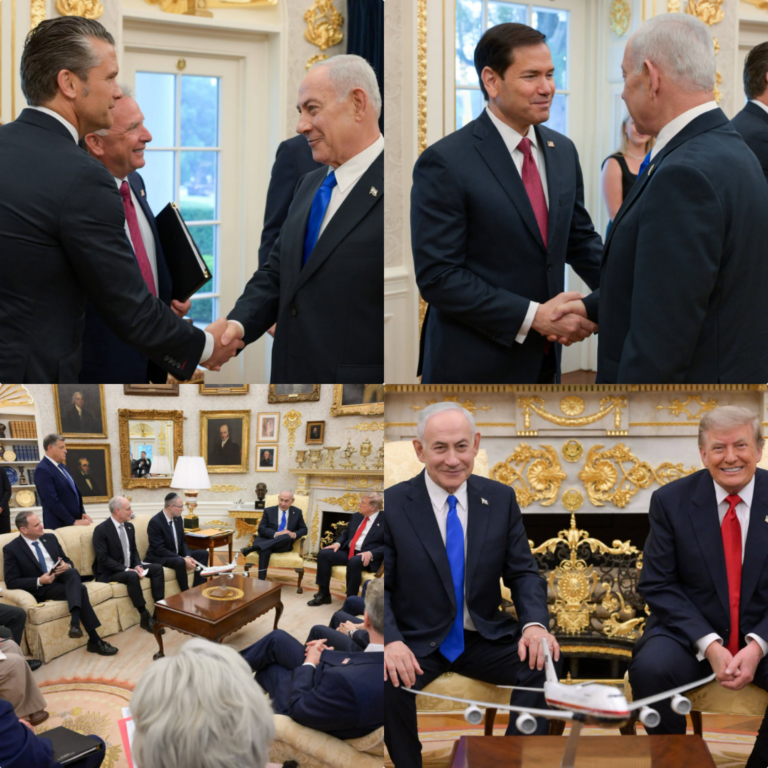 New photos released by the Israeli Prime Minister’s office show Benjamin Netanyahu meeting with President Trump at the White House.