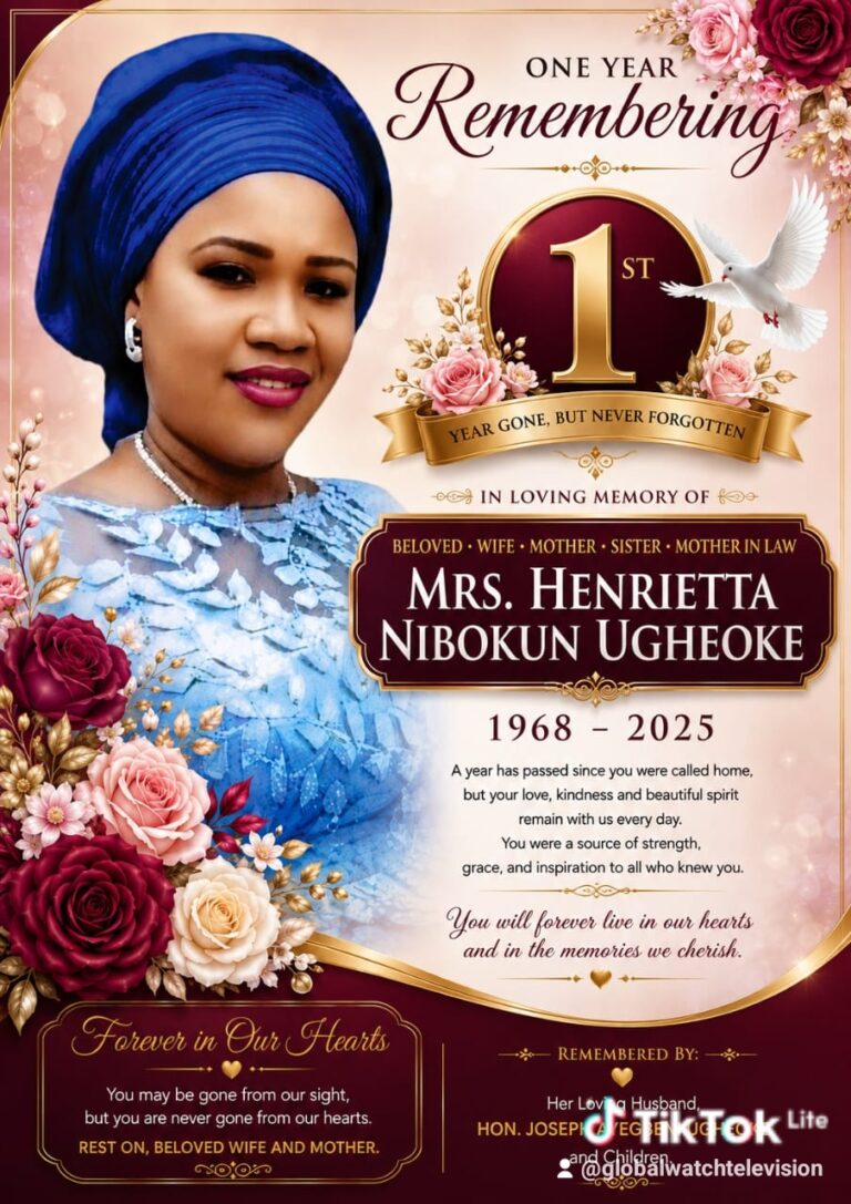 ONE YEAR MEMORIAL TRIBUTE TO MRS. HENRIETTA NIBOKUM UGHEOKE