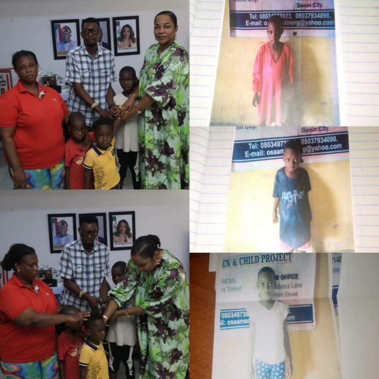 EDO STATE GOVERNMENT REUNITES THREE MISSING CHILDREN WITH FAMILY, REAFFIRMS COMMITMENT TO CHILD PROTECTION